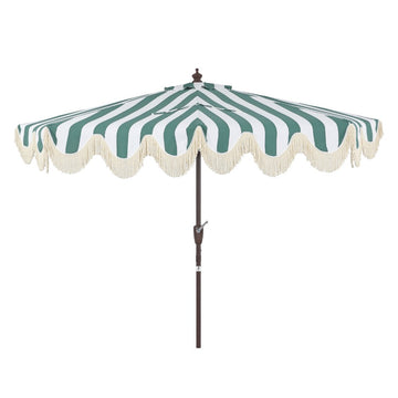 Beverly 9 ft. Designer Classic Scalloped Fringe Half Market Patio Umbrella